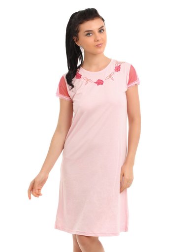 Red Rose Women Pink Nightdress